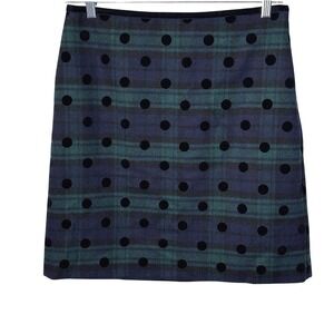 New Talbots Tartan Wool Blnd Skirt 8 Plaid Polka Dot Office Dark Academia Preppy